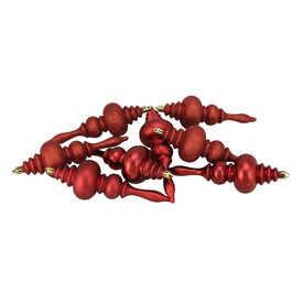 7" Red Hot Shatterproof Four-Finish Finial Christmas Ornaments Set of 8