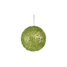 Holographic Glitter Fancy Green Apple Holographic Glitter Drenched Ball Christmas Ornament 4.75"