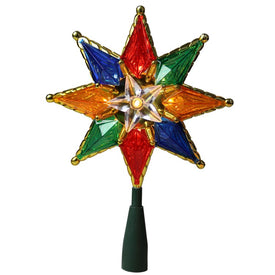 8" Lighted Multi Color 8-Point Star Christmas Tree Topper - Clear Lights