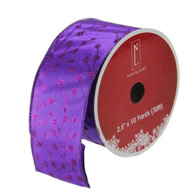 2.5" x 10 Yards Shimmering Purple Tree Wired Christmas Craft Ribbon