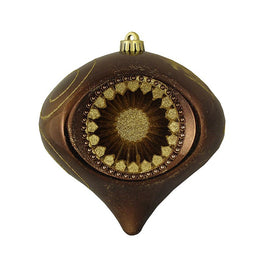 8" Chocolate Brown Retro Reflector Shatterproof Glittered Christmas Onion Ornament