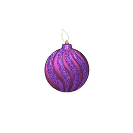 6.25" Purple Shatterproof Two-Finish Swirl Ball Christmas Ornaments Set of 6