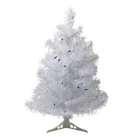2' Pre-Lit White Iridescent Pine Artificial Christmas Tree - Blue Lights