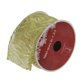 2.5" x 120 Yards Sparkling Gold Lines Wired Christmas Craft Ribbons