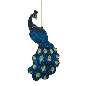 6.25" Blue and Turquoise Glass Peacock Christmas Ornament