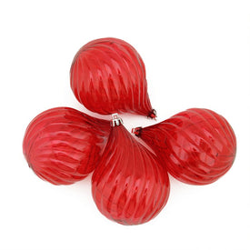 4.5" Red Hot Transparent Finial Drop Shatterproof Christmas Ornaments Set of 4
