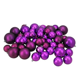 4" Purple Shatterproof Two-Finish Ball Christmas Ornaments Set of 50