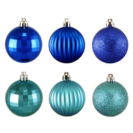 2.5" Peacock Blue Shatterproof Three-Finish Ball Christmas Ornaments 100-Count