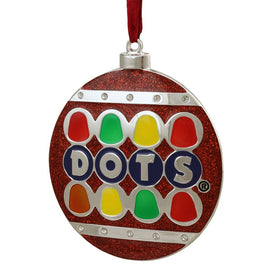 3.5" Silver-Plated Dots Candy Logo Christmas Ornament with European Crystals