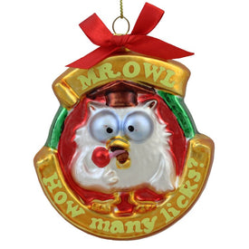 3.5" Tootsie Roll Pop Candy Filled Lollipop Mr. Owl Glass Christmas Ornament