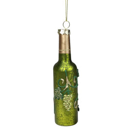 6" Green and Silver Mercury Finish Wine Bottle Christmas Ornament