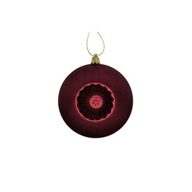4" Burgundy Red Retro Reflector Shatterproof Matte Ball Christmas Ornaments Set of 6