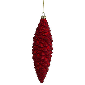 7.25" Red Pine Cone Glass Christmas Ornament