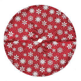20" Red and White Glitter Snowflake Mini Christmas Tree Skirt