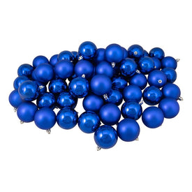 2.5" Sapphire Blue Shatterproof Two-Finish Ball Christmas Ornaments Set of 60