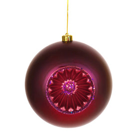 8" Matte Plum Red Retro Reflector Shatterproof Ball Christmas Ornament