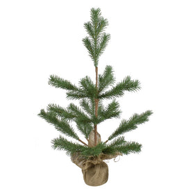 2' Unlit Ponderosa Pine Artificial Christmas Tree Jute Base Decoration