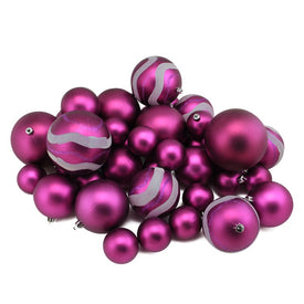 4" Magenta Pink Shatterproof Two-Finish Ball Christmas Ornaments 39-Count