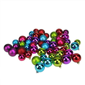 2" Purple and Green Shatterproof Two-Finish Ball Christmas Ornaments Set of 50