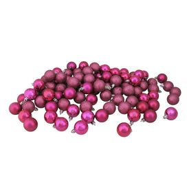1.5" Magenta Pink Shatterproof Four-Finish Ball Christmas Ornaments Set of 96
