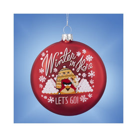 4" Red Angry Birds " Winter Is Here" Christmas Disc Ornament