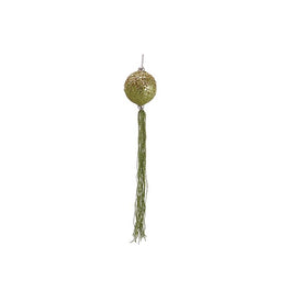12" Lime Green Glitter Drenched Ball Christmas Ornament with Tassels