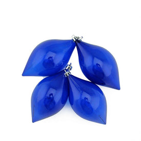 5.25" Royal Blue Solid Shatterproof Christmas Teardrop Finial Ornaments Set of 4