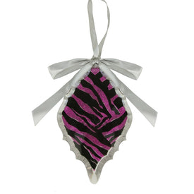 5.75" Magenta Pink and Gray Glittered Diamond Prism Christmas Ornament