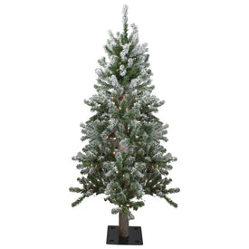 4' Pre-Lit Flocked Alpine Artificial Christmas Tree Clear Lights