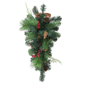 24" Unlit Green Pre-Decorated Pine Cone Artificial Christmas Teardrop Swag