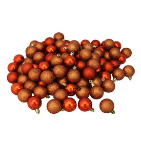 1.5" Burnt Orange Shatterproof Four-Finish Ball Christmas Ornaments Set of 96