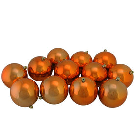 4" Shiny Burnt Orange Shatterproof Ball Christmas Ornaments Set of 12