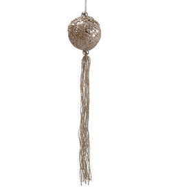 12" Glitter Pale Gold Ball Christmas Ornament with Tassels
