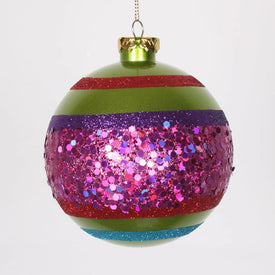 4" Lime Green and Cerise Pink Shatterproof Two-Finish Ball Christmas Ornaments Set of 4