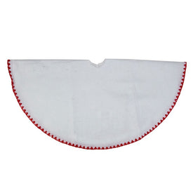 26" White and Red Shell Stitching Mini Christmas Tree Skirt