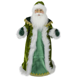 18" Unlit Green and White Irish Christmas Santa Claus Tree Topper