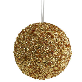 6" Gold Glitter Ball Christmas Ornament