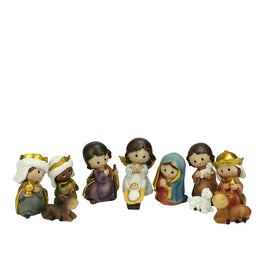 3.5" Vibrantly Colored Christmas Nativity Figurines Set of 11