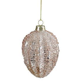 4" Pink and Gold Pine Cone Glass Hanging Christmas Ornament