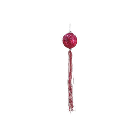 12" Glittered Fuchsia Pink Ball Christmas Ornament with Tassels