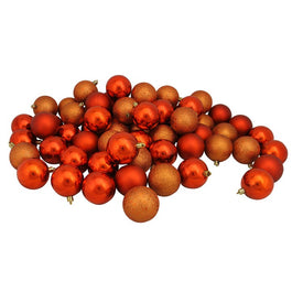 2.5" Burnt Orange Shatterproof Four-Finish Ball Christmas Ornaments Set of 60
