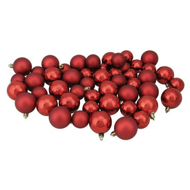 2" Red Shatterproof Two-Finish Ball Christmas Ornaments Set of 50