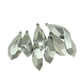 4.75" Shiny Silver Splendor Diamond Cut Shatterproof Christmas Drop Ornaments Set of 8