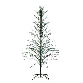 4' Pre-Lit Green Slim Profile Cascade Twig Christmas Tree - Green Lights