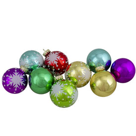 2.5" Assorted Glass Ball Hanging Ball Christmas Ornaments Set of 9