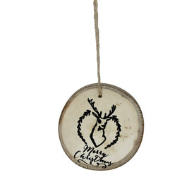 4" Brown and Black 'Merry Christmas' Deer Disc Ornament