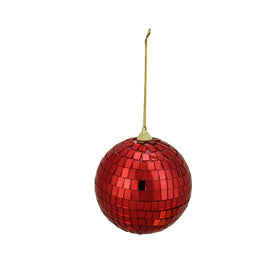 3.5" Red Hot Mirrored Glass Disco Ball Christmas Ornaments Set of 4