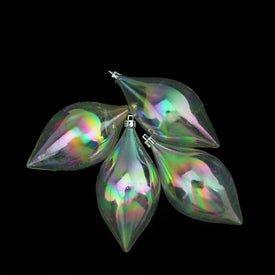 5.25" Clear Shatterproof Iridescent Christmas Teardrop Finial Ornaments Set of 4