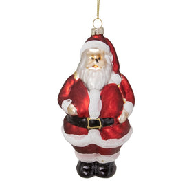 5" Traditional Red and White Santa Hanging Glass Christmas Ornament