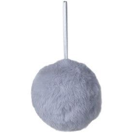 3" Light Gray Faux Fur Plush Ball Hanging Christmas Ornament